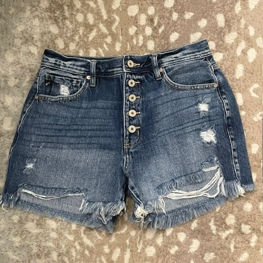 KanCan 100% Cotton High Rise Denim Jean Shorts Lorna Mom Shorts Large - Picture 2 of 7